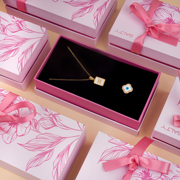 Cosmic Aquarius Guardian Necklace and Ring Set