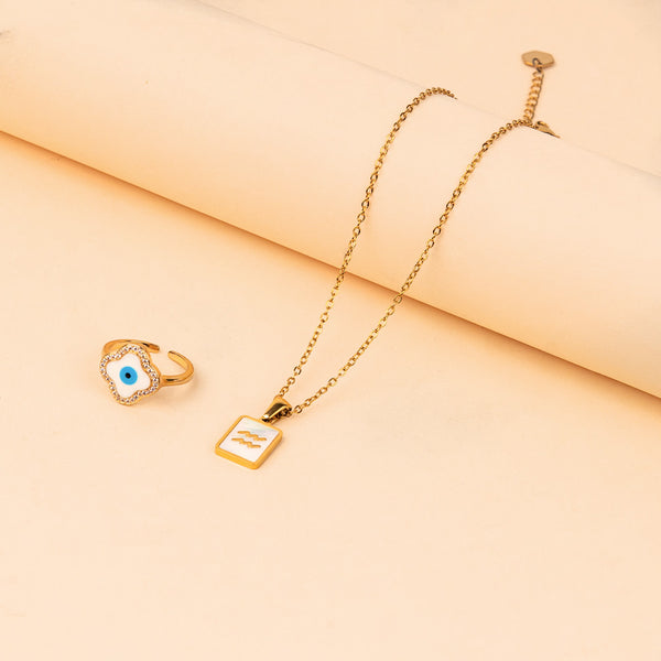 Cosmic Aquarius Guardian Necklace and Ring Set