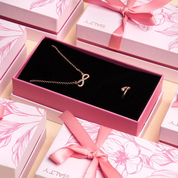 Infinity Love Pendant Necklace with Hug Ring Set