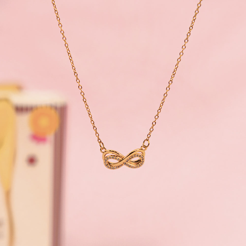 Infinity Mother's Love Golden Crystal Necklace and Ring set for Mother. | Salty