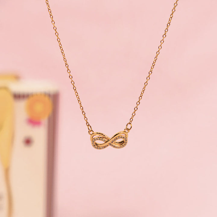 Infinity Mother's Love Golden Crystal Necklace and Ring set for Mother. | Salty