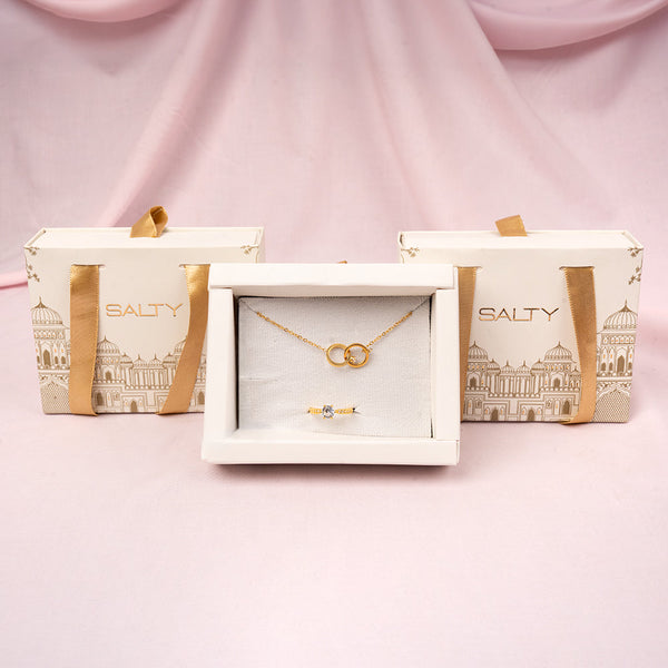 Best Mother's day gift with Gold Necklace and Gold-Tone Ring Set for Mother