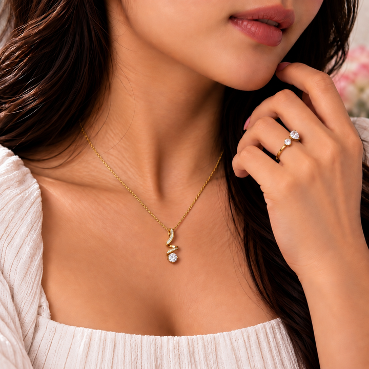 Fizzy Tag Necklace And Ring Set