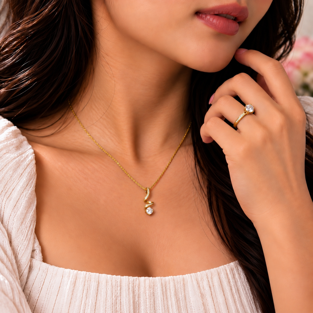 Glimmer Zone Necklace And Ring Set