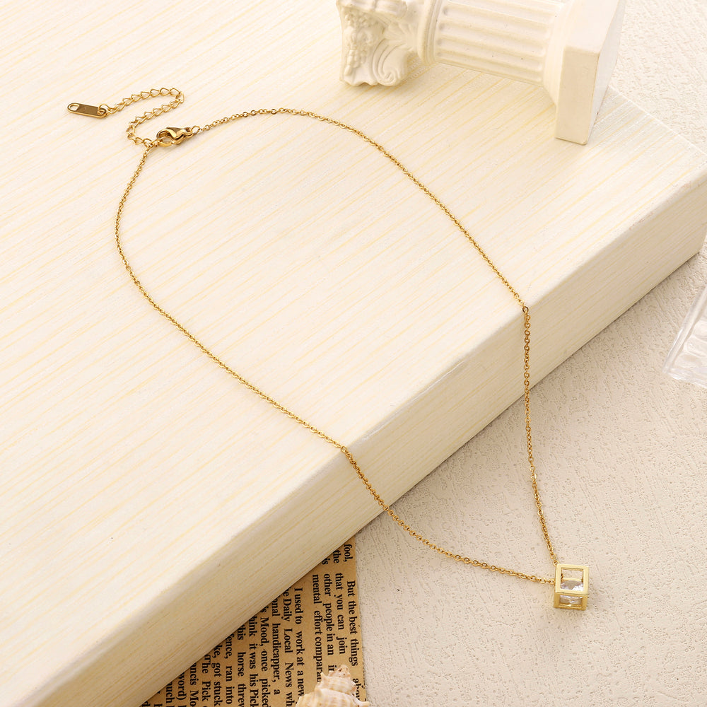 Square Solid Gold Necklace - Salty Accessories