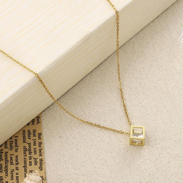Square Solid Gold Necklace