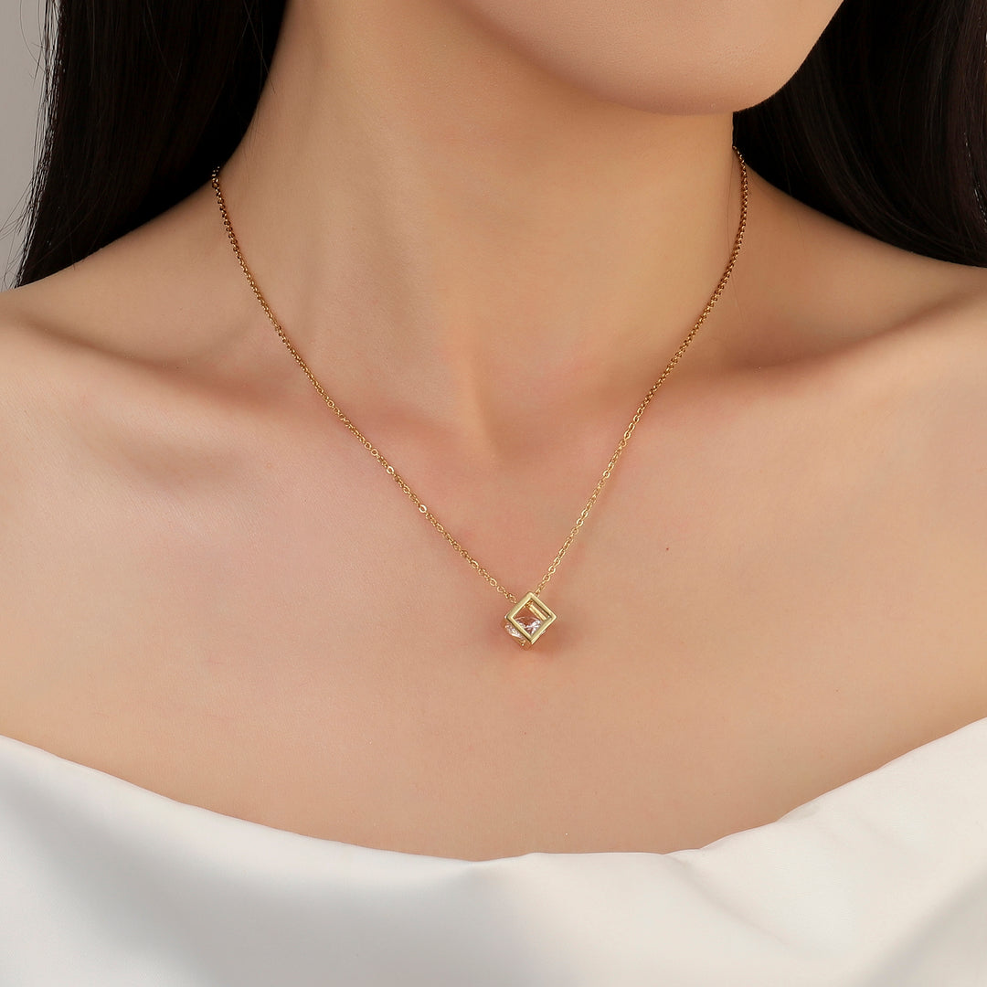 Square Solid Gold Necklace - Salty Accessories