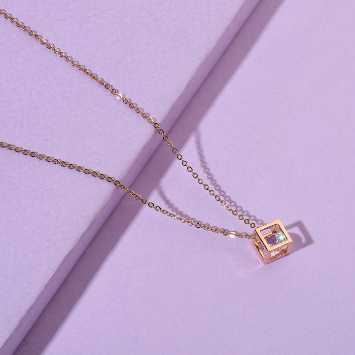 Square Solid RoseGold Necklace - Salty Accessories