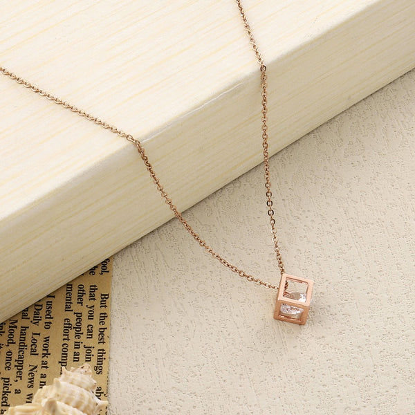 Square Solid RoseGold Necklace