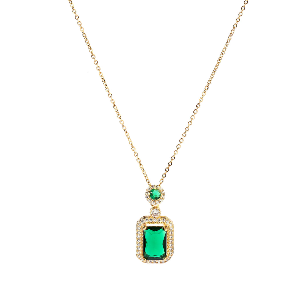 Elegance Studded Gem Necklace-Green - Salty Accessories