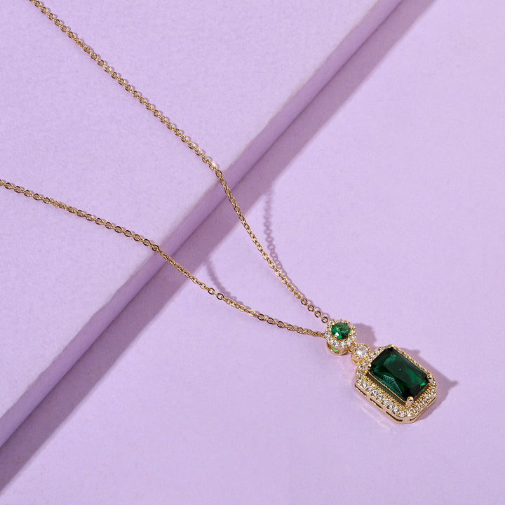 Elegance Studded Gem Necklace-Green - Salty Accessories