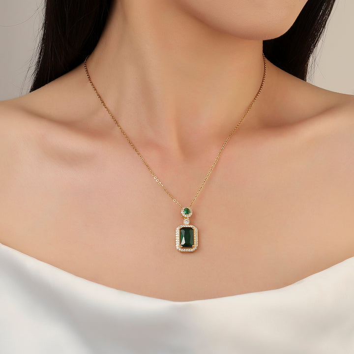 Elegance Studded Gem Necklace-Green - Salty Accessories