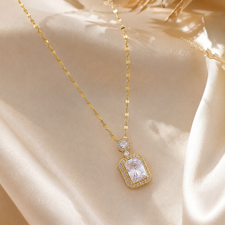 Elegance Studded Gem Necklace - Gold