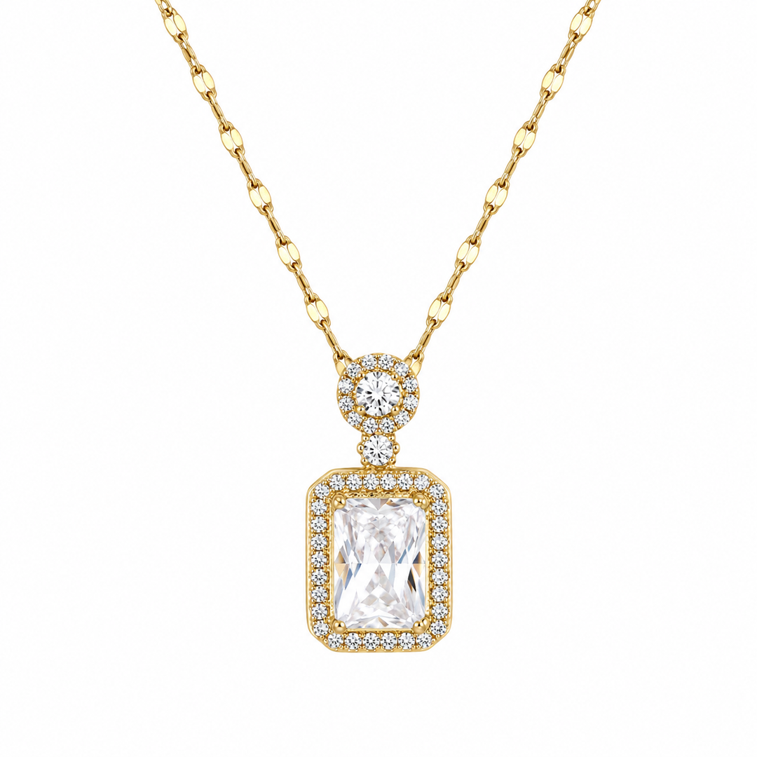 Elegance Studded Gem Necklace - Gold