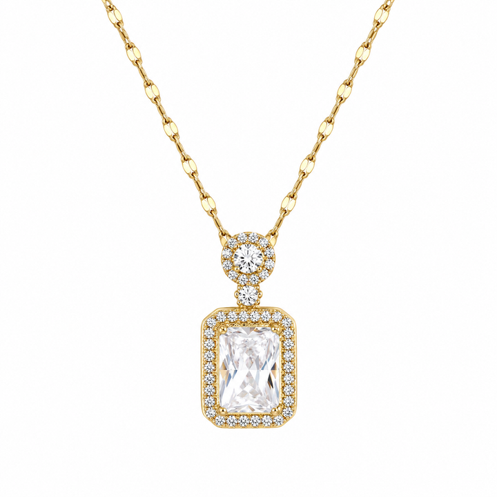 Elegance Studded Gem Necklace - Gold