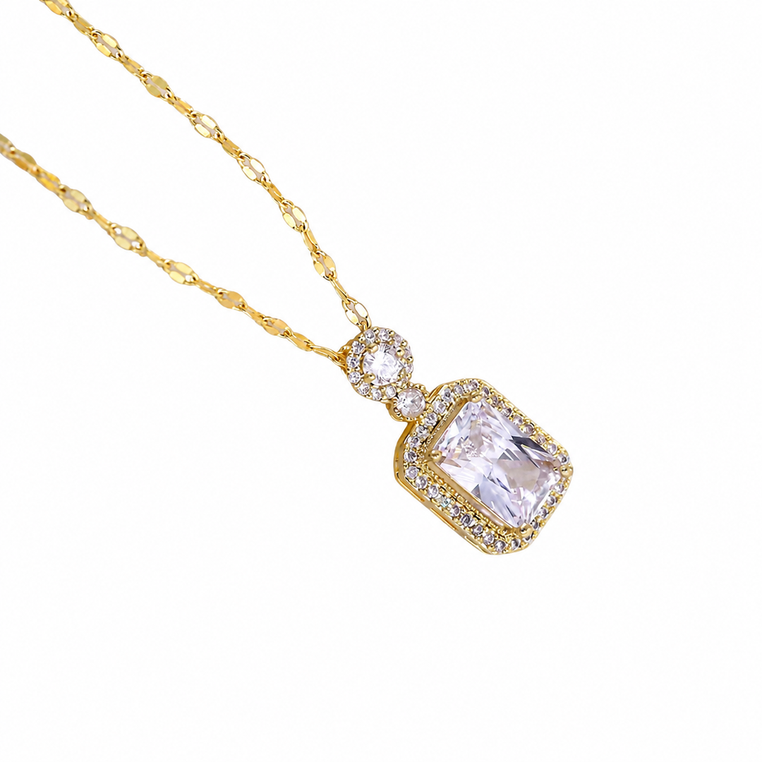Elegance Studded Gem Necklace - Gold