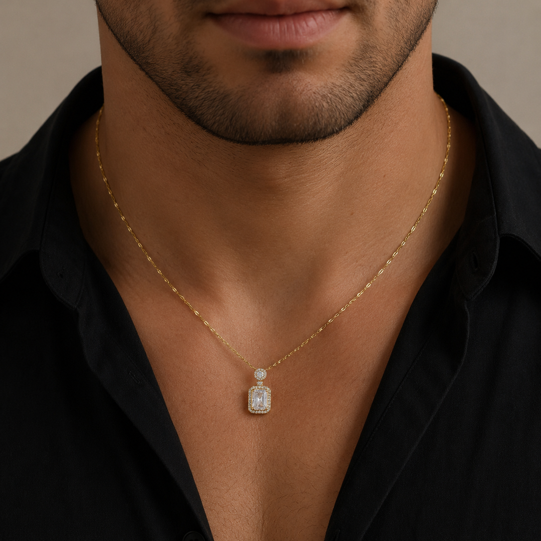 Elegance Studded Gem Necklace - Gold