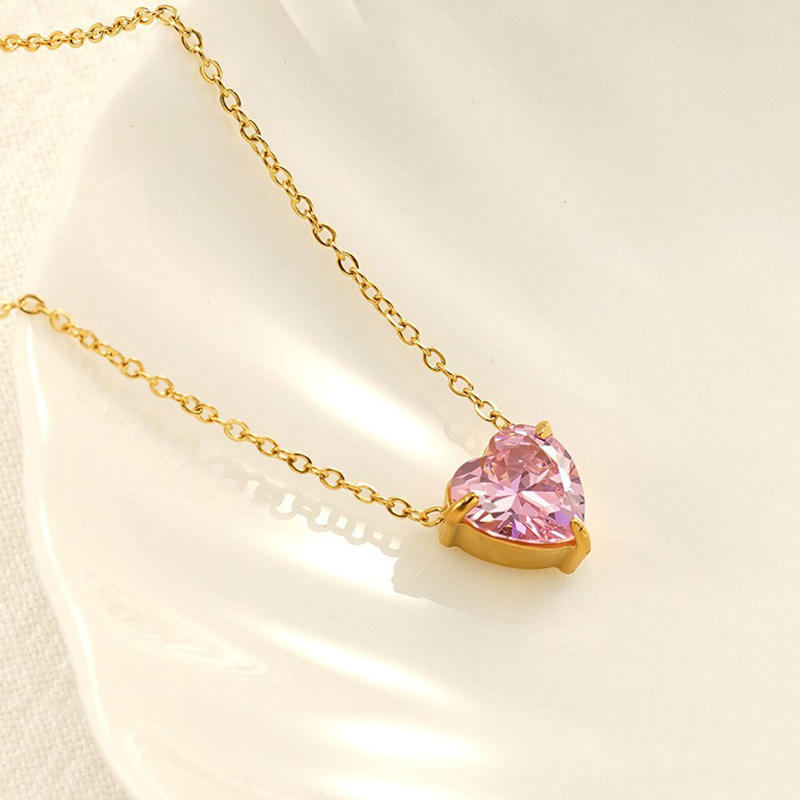 Pink Heart Dainty Necklace