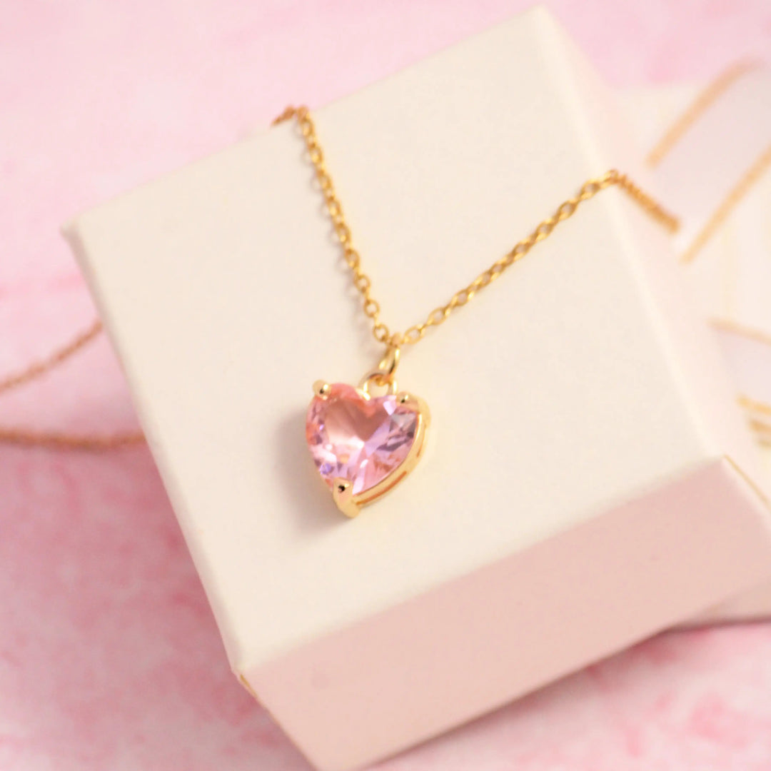 Libra Pink Heart Necklace - Salty Accessories