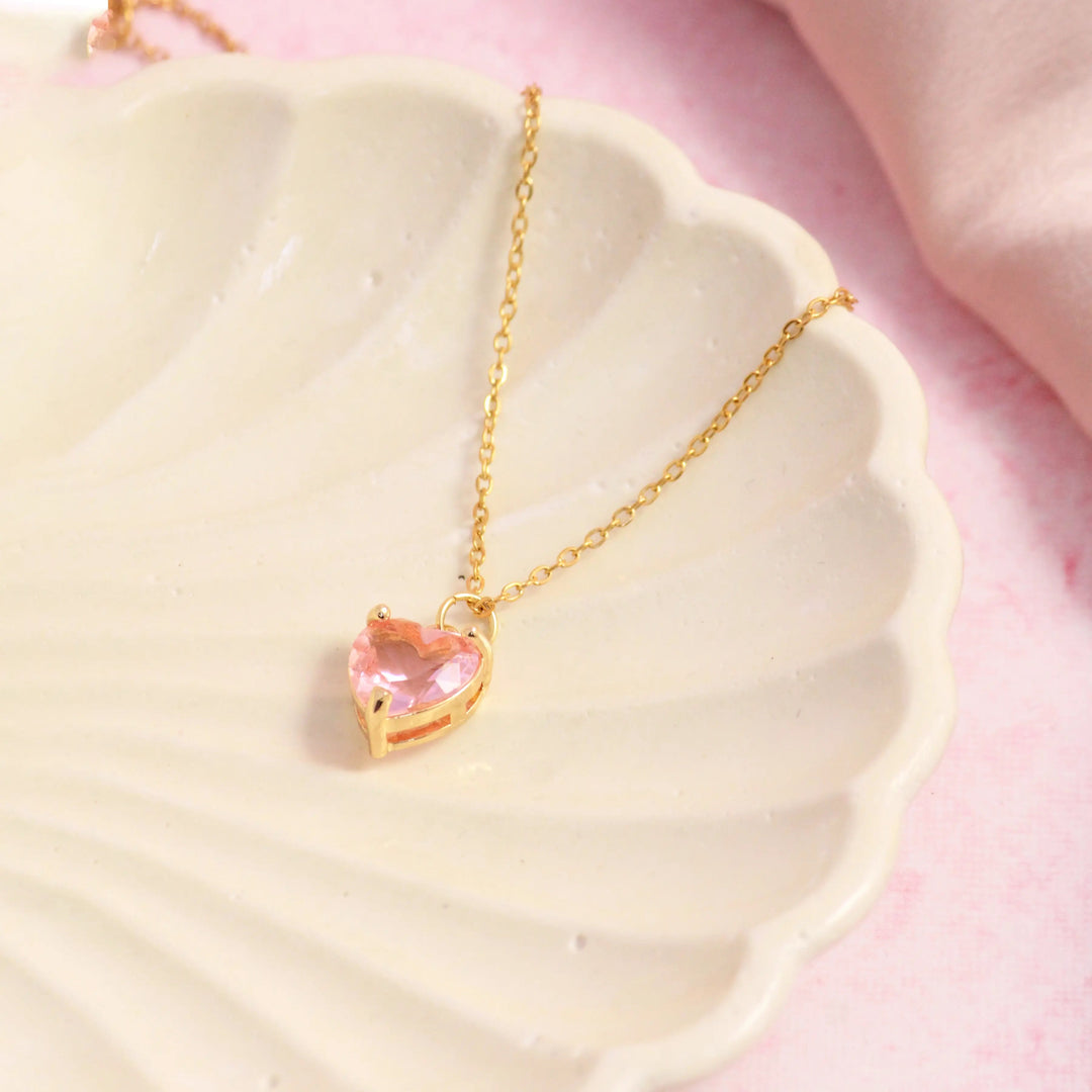 Libra Pink Heart Necklace - Salty Accessories