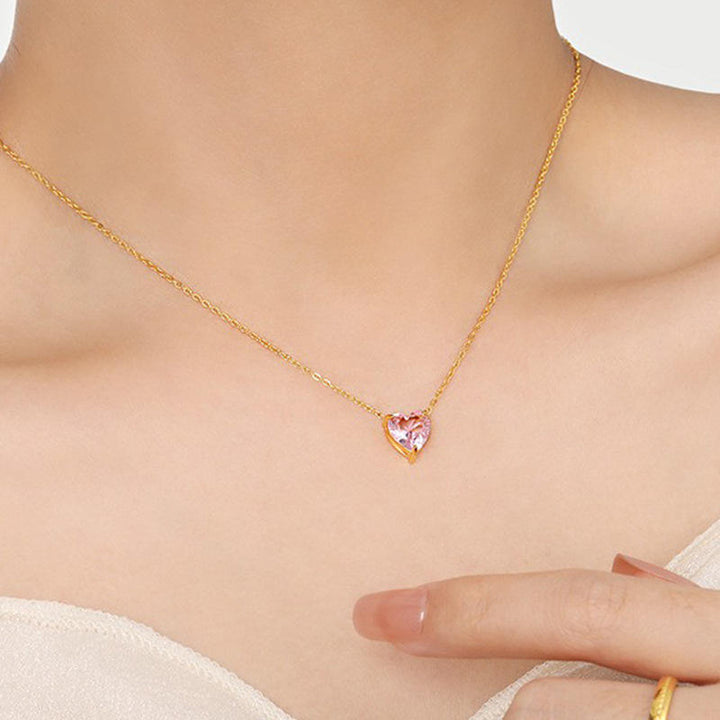 Pink Heart Dainty Necklace
