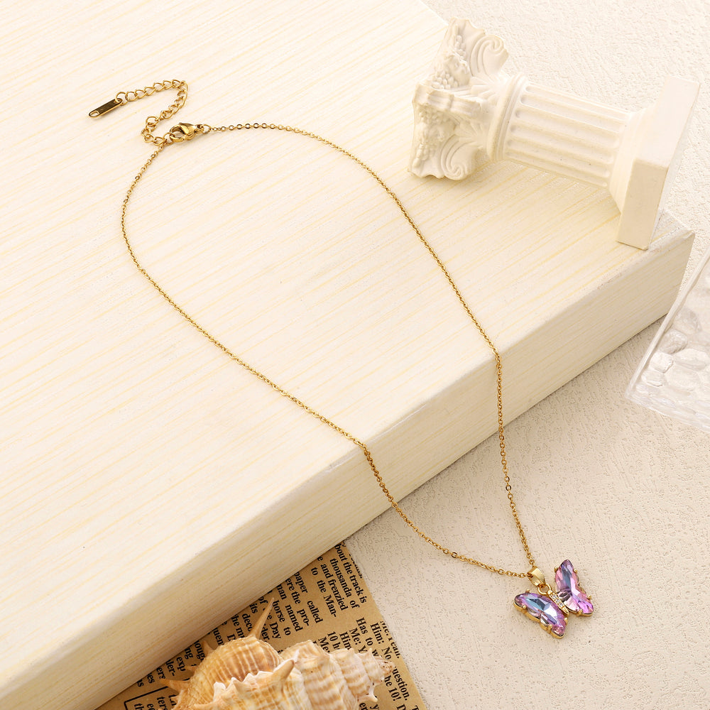 Purple Sapphire Butterfly Necklace - Salty Accessories