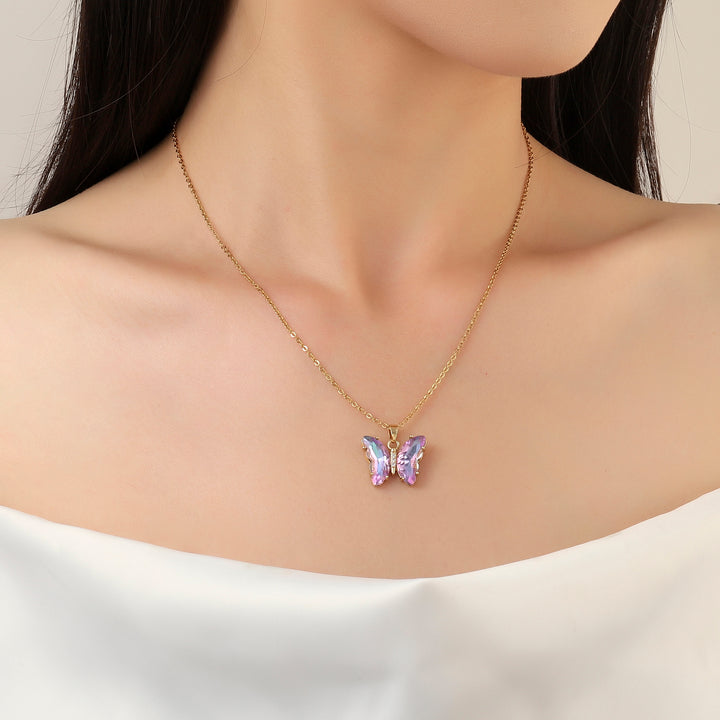 Purple Sapphire Butterfly Necklace - Salty Accessories