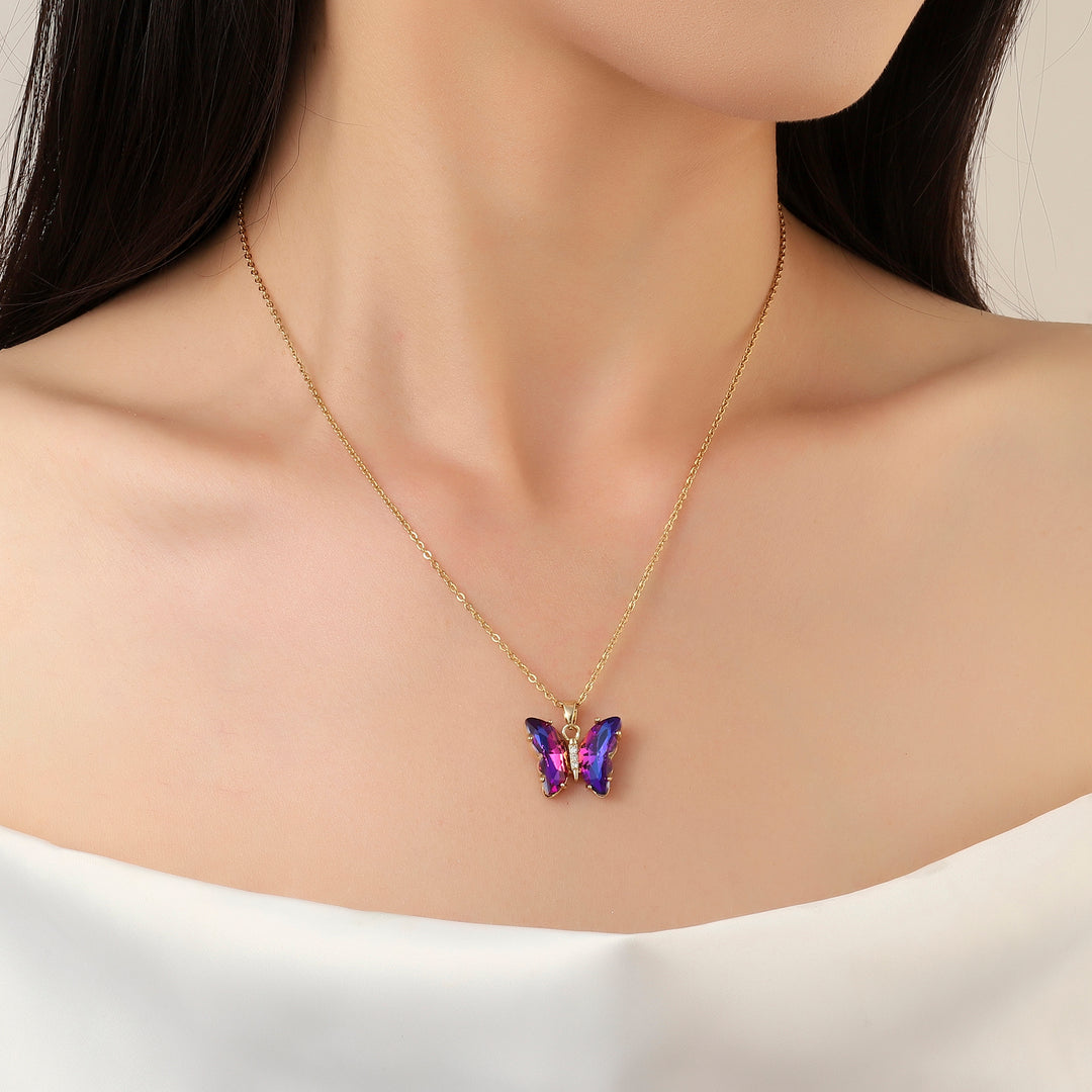 Pink Sapphire Butterfly Necklace - Salty Accessories