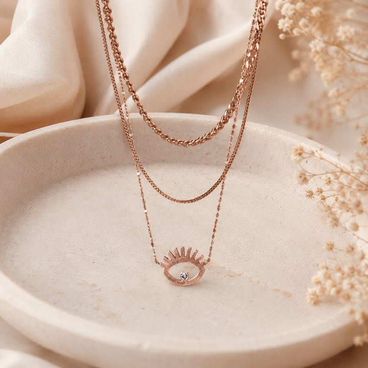 Gold Evil Eye Layered Necklace