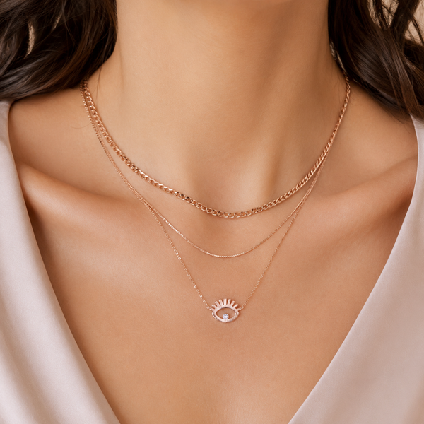 Gold Evil Eye Layered Necklace