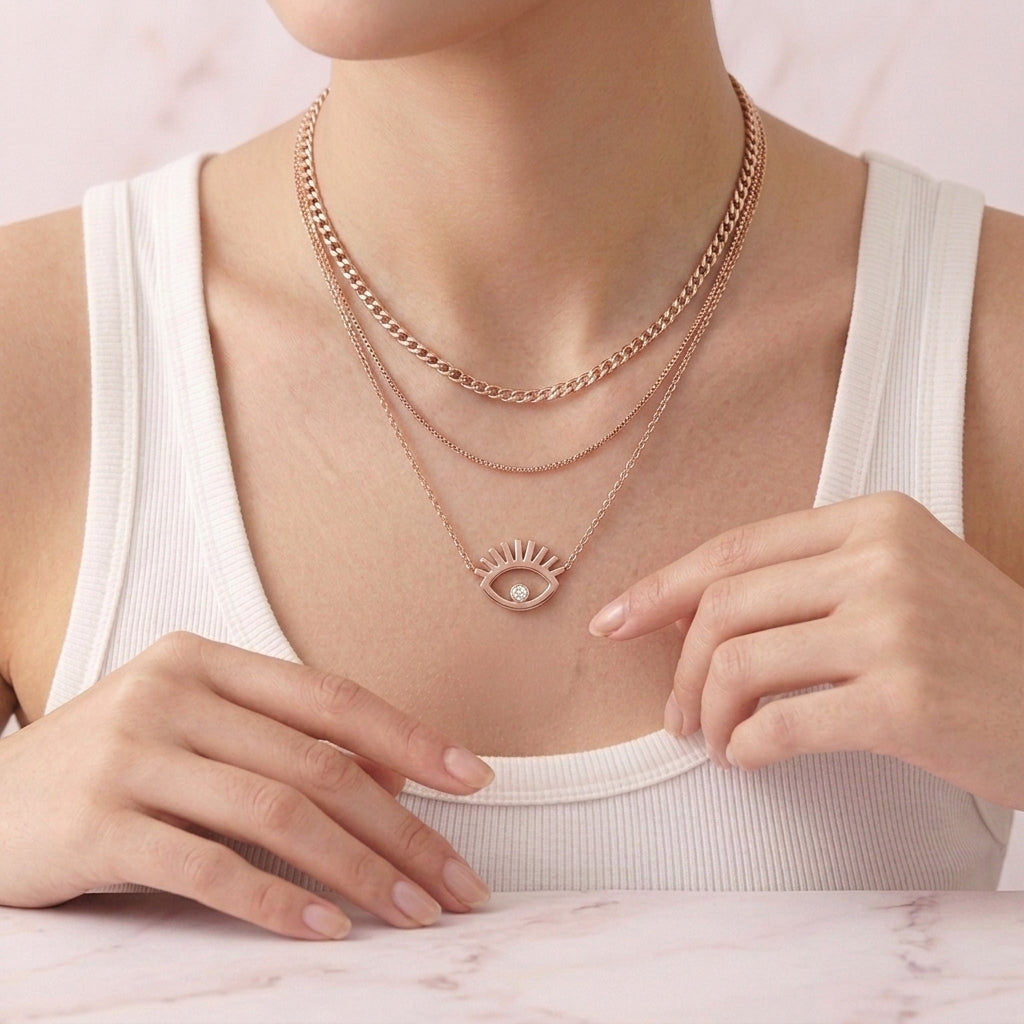 Evil Eye Golden Layered Necklace