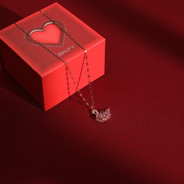 Millenia Dancing Swan Necklace With Valentine Box