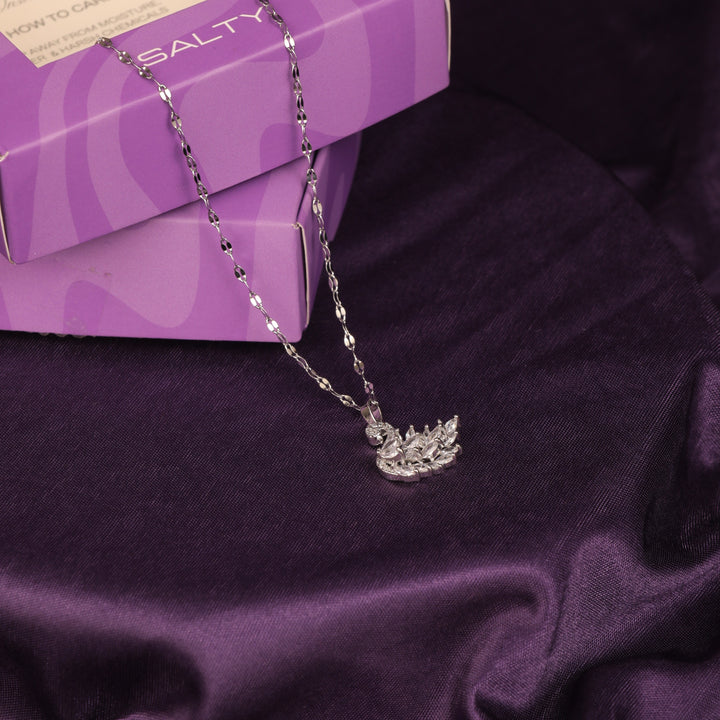 Millenia Dancing Swan Necklace - Silver - Salty Accessories