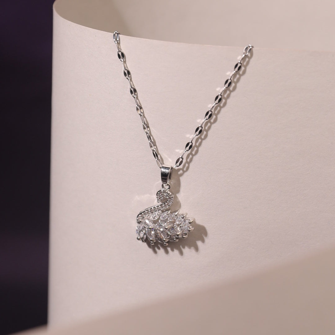 Millenia Dancing Swan Necklace - Silver - Salty Accessories