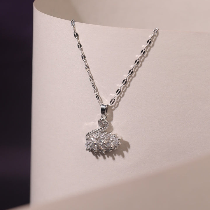 Millenia Dancing Swan Necklace - Silver - Salty Accessories