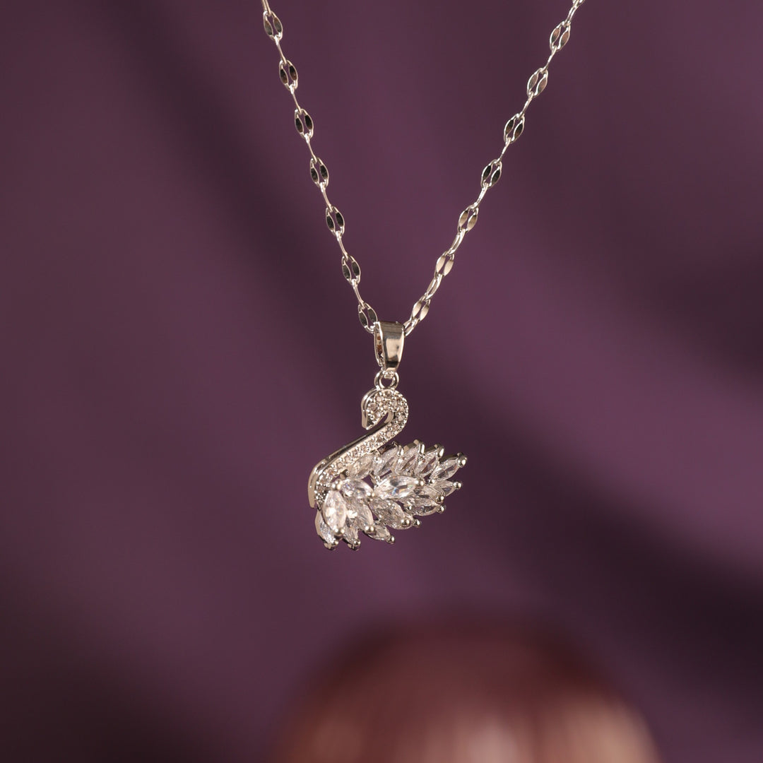 Millenia Dancing Swan Necklace - Silver - Salty Accessories