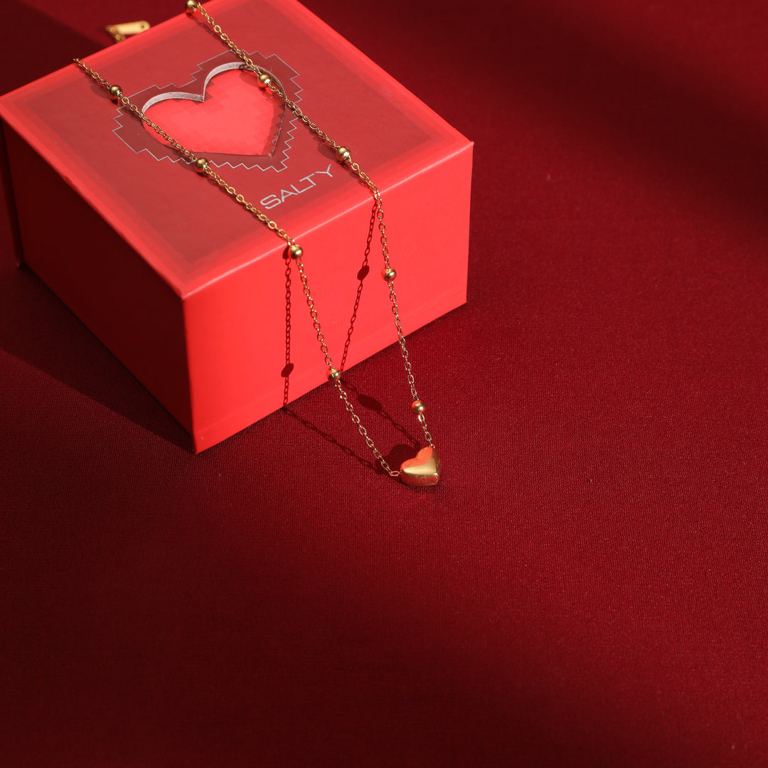 Golden Embrace Necklace With Valentine Box - Salty Accessories