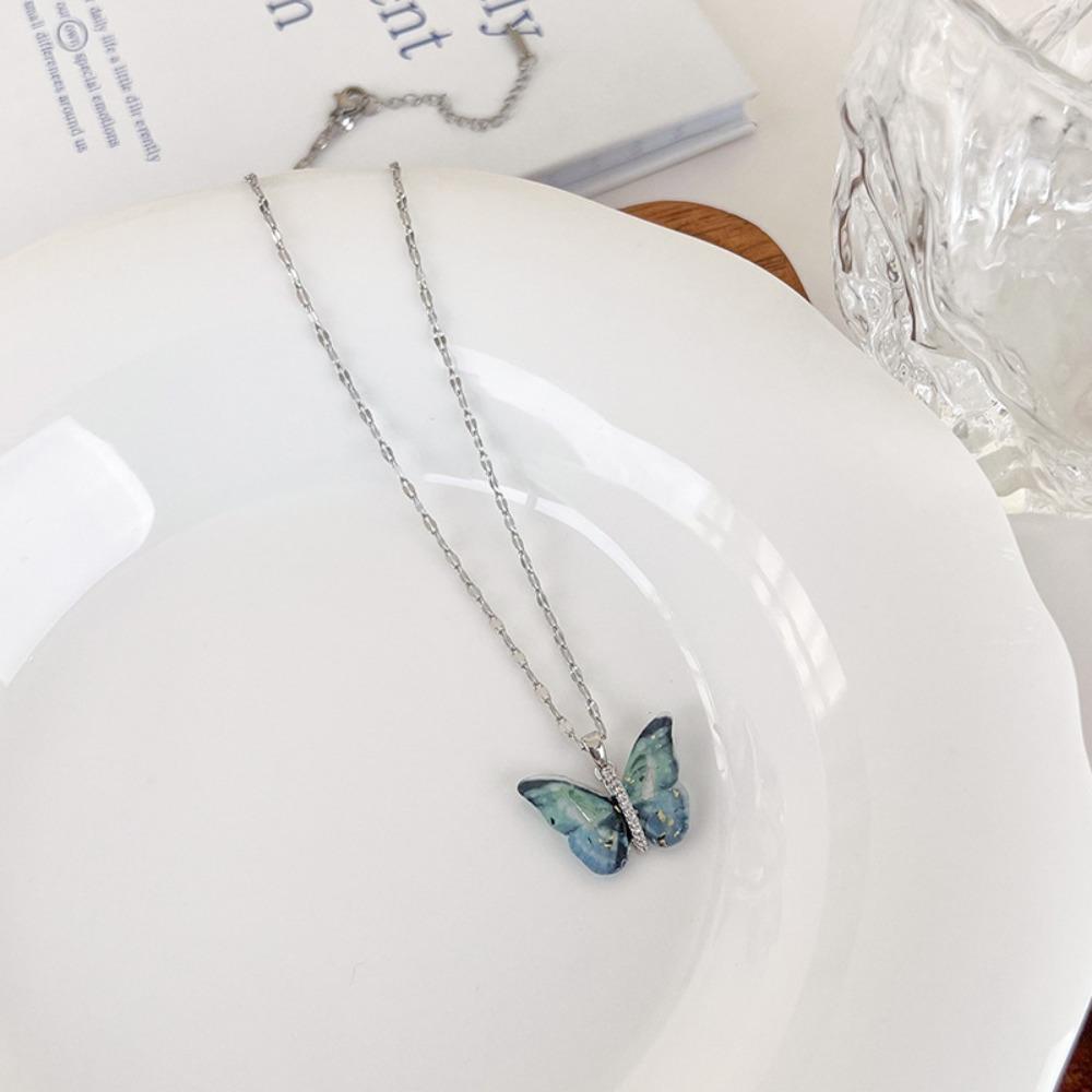 Vibrant Blue Silver Winged Beauty Necklace - Salty Accessories