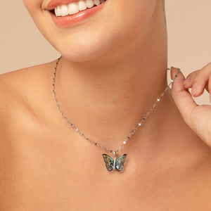 Vibrant Blue Silver Winged Beauty Necklace - Salty Accessories