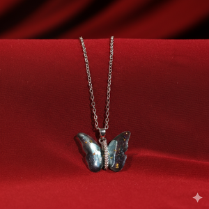 Vibrant Blue Silver Winged Beauty Necklace - Salty Accessories