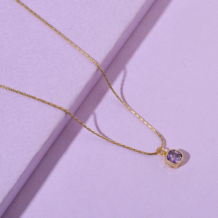 Dainty Golden Stoned Diamond Elegance Pendant - Salty Accessories