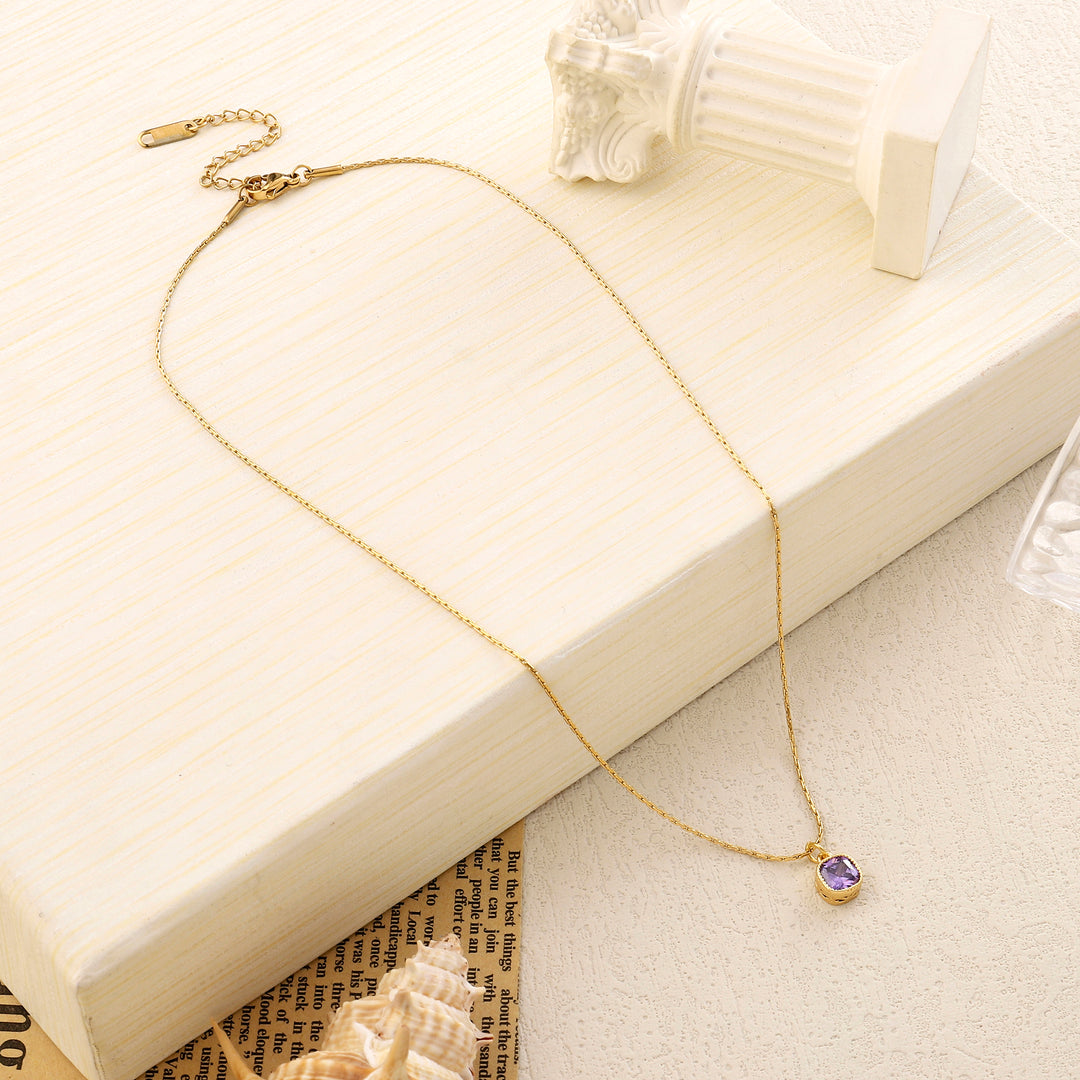 Dainty Golden Stoned Diamond Elegance Pendant - Salty Accessories