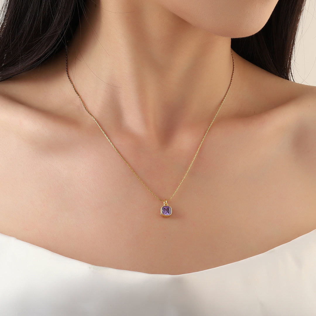 Dainty Golden Stoned Diamond Elegance Pendant
