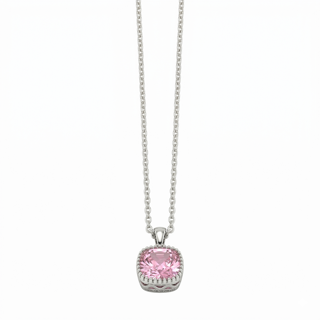 Dainty Silver Pink Diamond Elegance Pendant