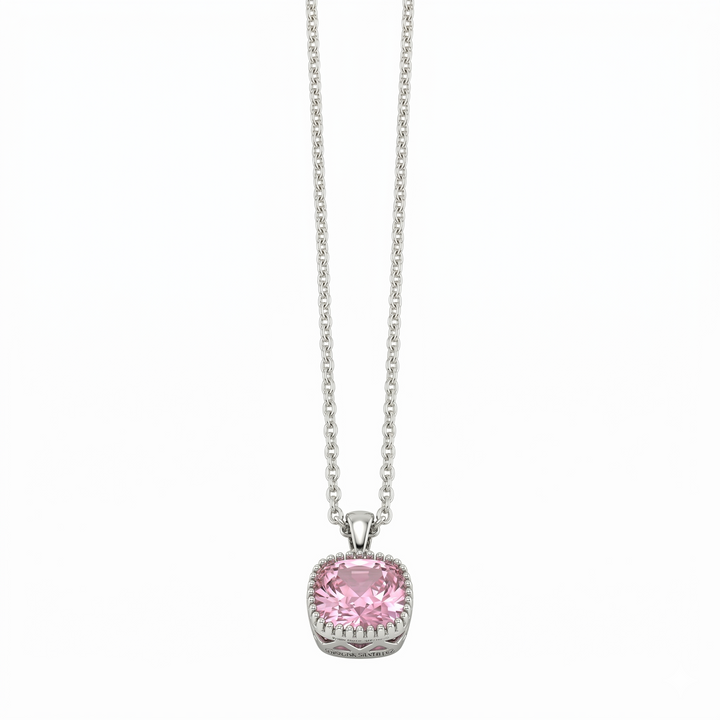 Dainty Silver Pink Diamond Elegance Pendant