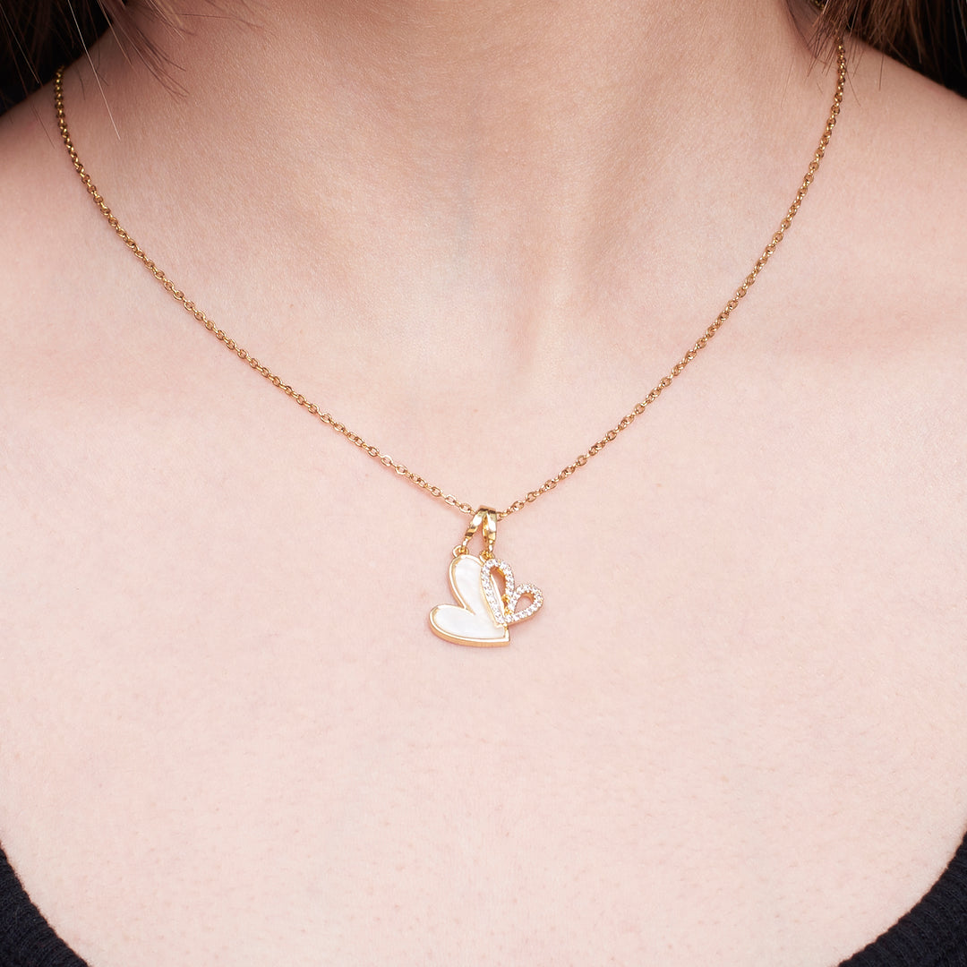 LoveBond Double Heart Golden Necklace