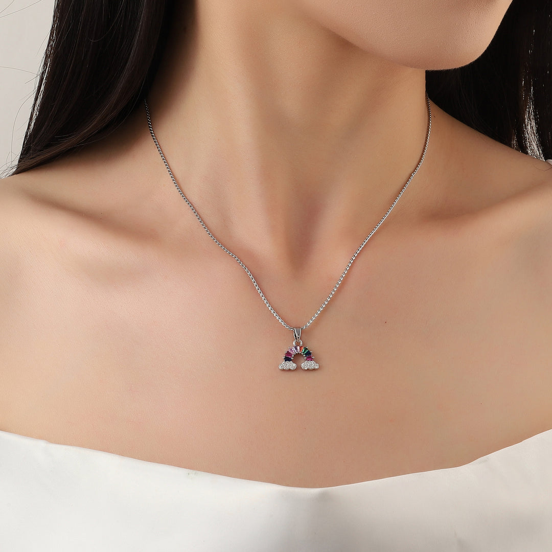 Luminous Rainbow Arch Silver Necklace - Salty Accessories