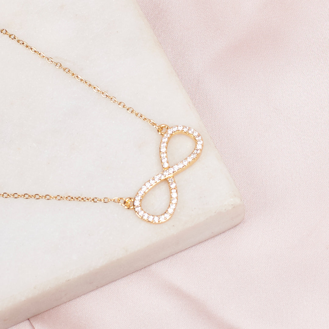 Infinity Love Golden Crystal Necklace - Salty Accessories
