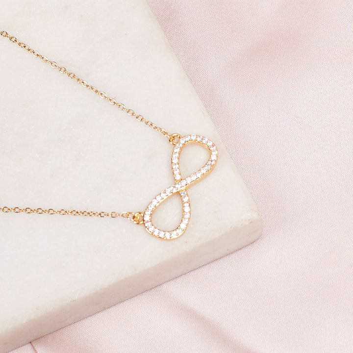 Infinity Love Golden Crystal Necklace - Salty Accessories