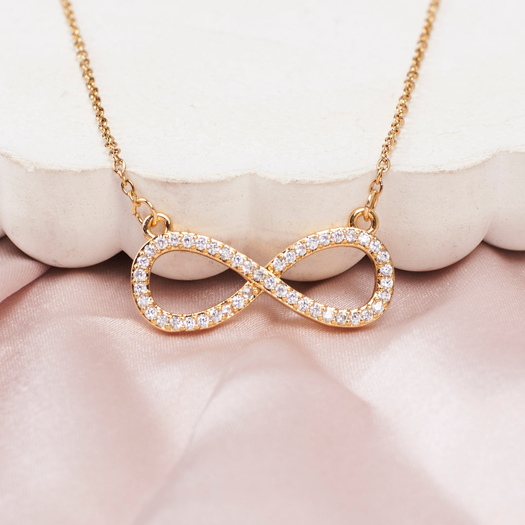 Infinity Love Golden Crystal Necklace - Salty Accessories